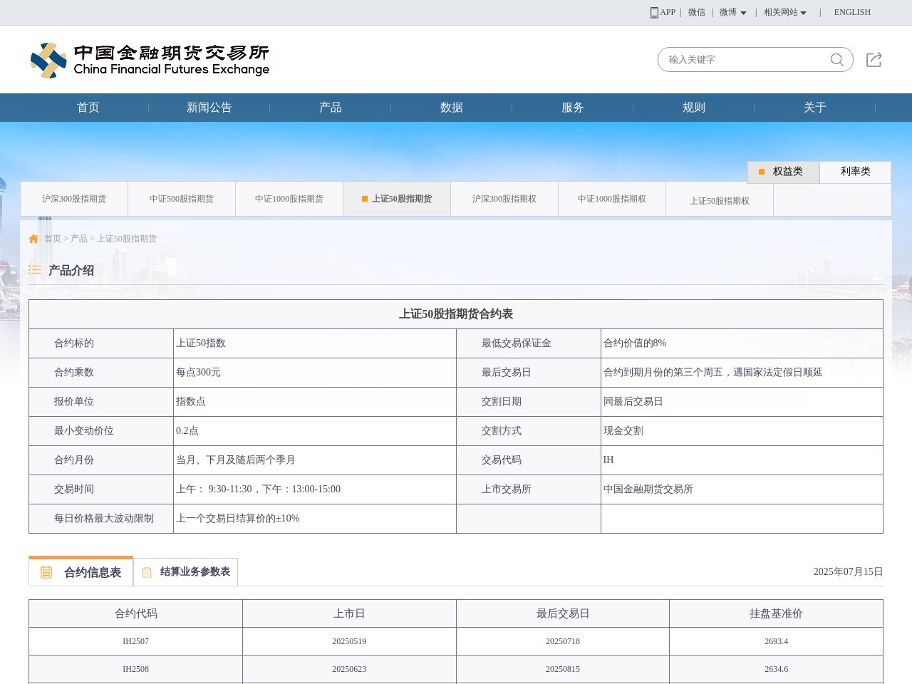 上证50股指期货